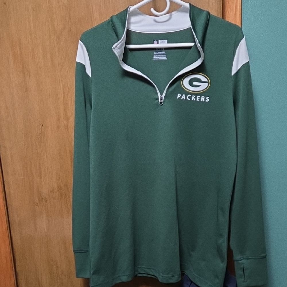 Green Bay Packers Green Quarter-Zip Hoodie - Green & White